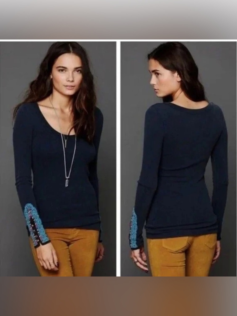 FREE PEOPLE Fiesta cuff long sleeve blouse- shirt